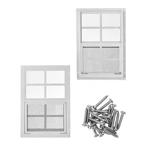 2 Packs 12'' x 18'' Shed Window,Small Sliding Windows with Aluminum Alloy Frame,Flush Mount Window with Tempered Glass and Fiberglass Screen for Shed,Chicken Coop,Household,Easy Installation