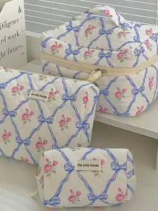 Butterfly Flower Makeup Bag Set, Large Capacity Travel Essentials, Zipper Cosmetic Organizer, Multifunctional Soft Handbag