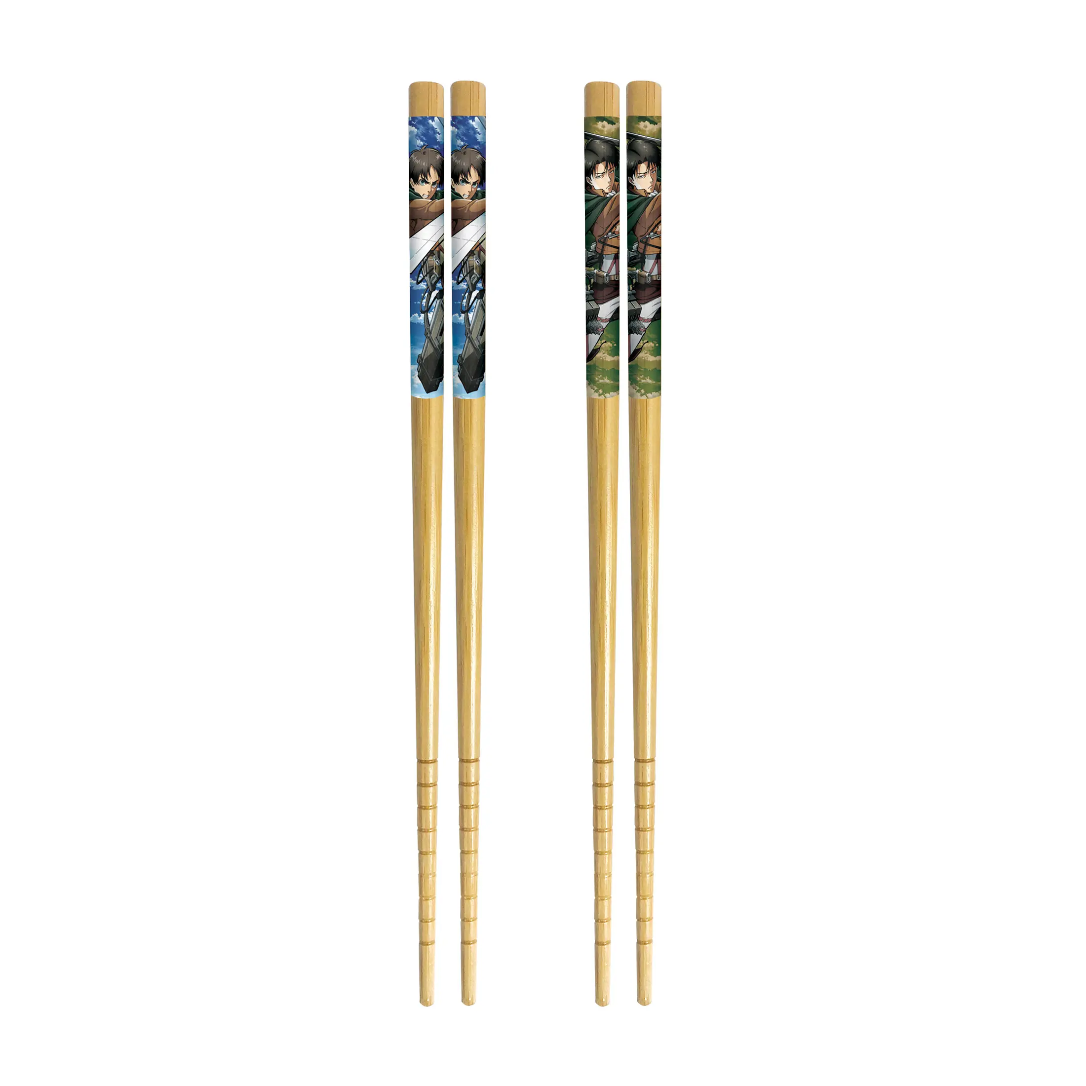 Attack On Titan Bamboo Collectible Anime Chopsticks Cutlery Set - 2 Pairs, 8.85 in Long, Tableware Gift Set