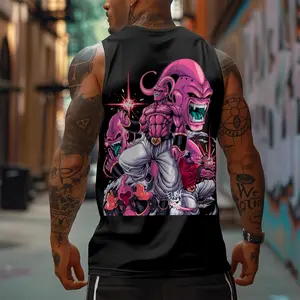 Oversized Anime Print Gym Tank Top