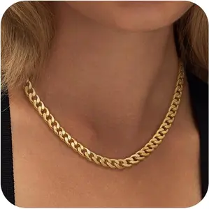Gold Necklace for Women  Dainty Chunky Gold/Sliver Chain Necklace Cuban Link Paperclip Chain Choker Toggle Clasp Layered Pearl Pendent Necklace for Women Trendy Fashion Jewelry
