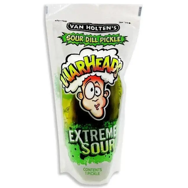 Van Holtens WARHEADS Extreme Sour Pickle Cucumber Savory pickle in a Pouch snack