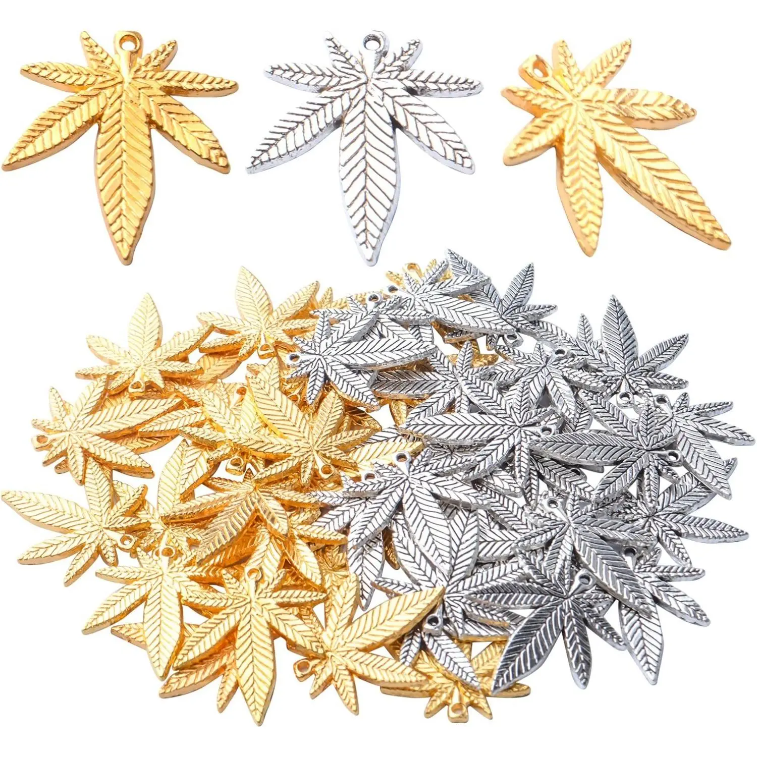Maple Leaves Charms Tibetan Alloy Marijuana Leaf Charm Medical Pot Cannabis Tree Leaves Pendant Charms for DIY Earring Bracelet Necklace Jewelry Making