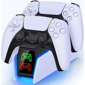 BEBONCOOL PS5 Controller Charger Station for Playstation 5 Dualsense Controllers with LED Light Dual Stand Charger Dock, PS5 Controller Charging Station Accessories for Playstation 5 Faceplates DualSense Edge