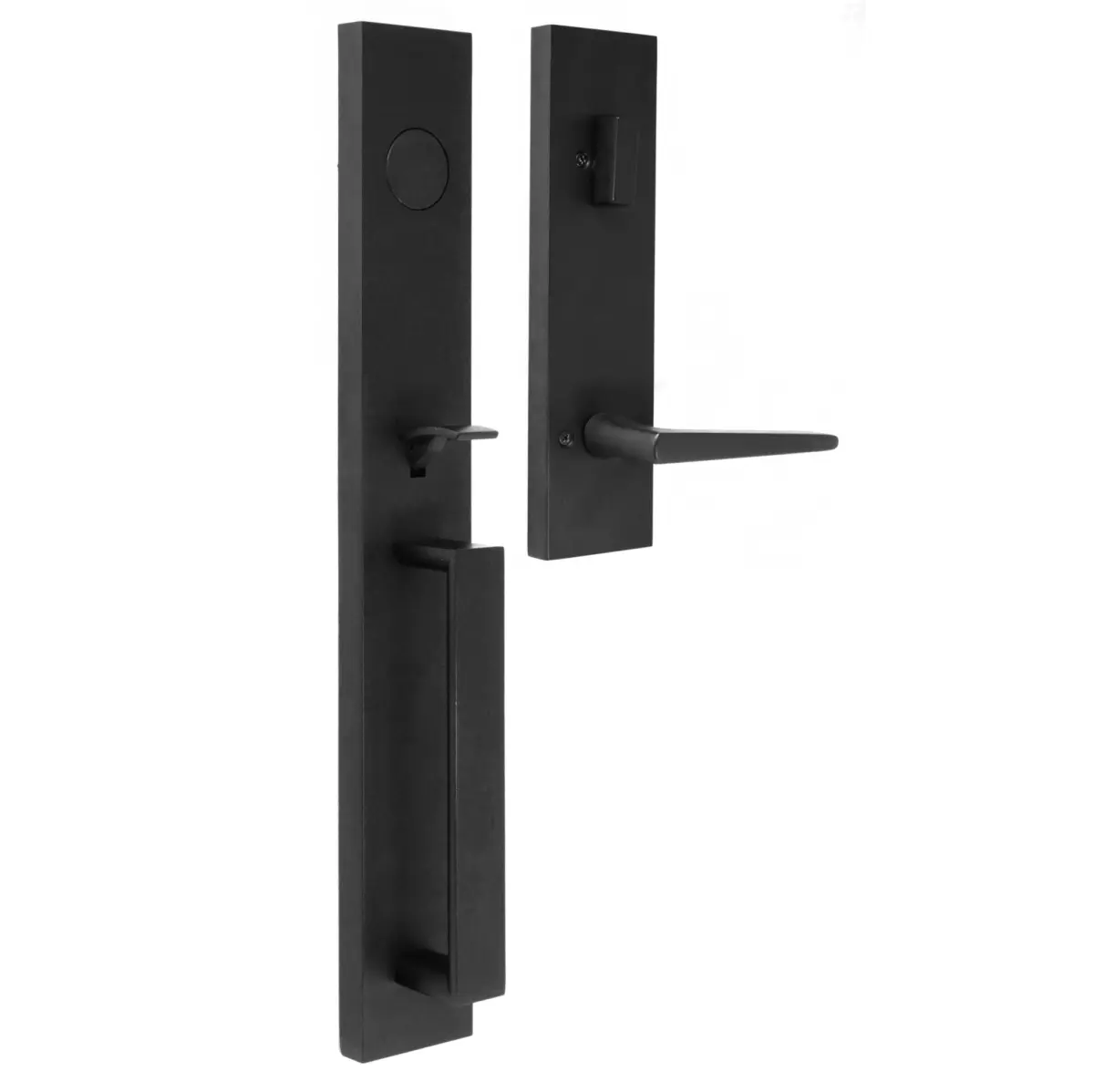 Weslock Xanthis Key Lock Handle Set - Single Cyl. Keyed 1-Side Deadbolt, Philtower Lever Dummy Exterior & Interior Handleset, Non-Active Thumb Press, 5.5" Center-to-Center Door Prep, Matte Black 1-Set Door Hardware