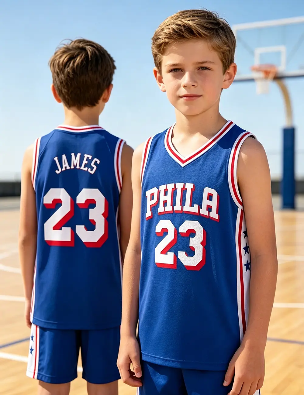 Unisex Basketball #23 Team Jersey, Youth Basketball Athletic Jersey, Striped Trim V-Neck Sleeveless Tank, Boys Daily Sports Shirt