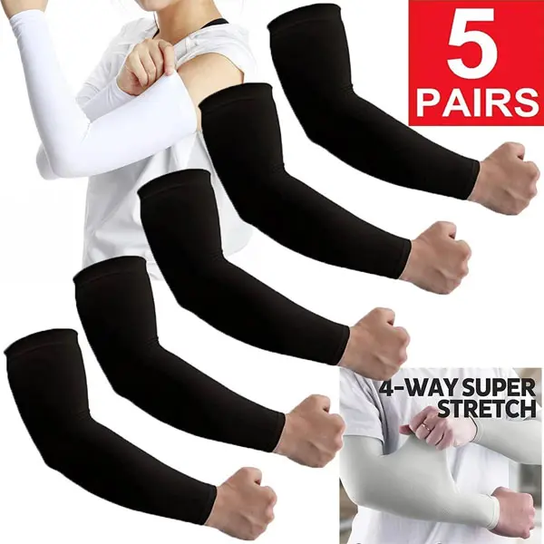 5 Pairs Polyester Protective Sleeves, Cooling UV Sun Protection, Active Sports Compression Sleeves for Men/Women, Ideal for Gardening, Golfing, Protective Sleeve, Arm