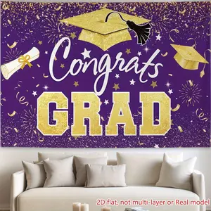 Graduation & Grad Party Backdrop – HD Celebration Theme Tapestry, Wall Hanging, Photography Background, Polyester HD Print, Home, Anniversary, Event, Decor
