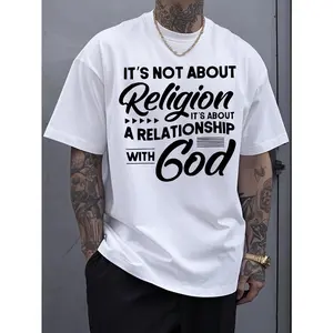 Men's Relaxed Fit Cotton T-Shirt with Bold Geometric Print - Breathable Summer Essential, Machine Washable Casual Tee for Casual Attire