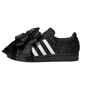 Adidas Superstar 'Black White' x Caroline Hu Women's Round Toe All Seasons Designer Collab Sneakers Limited Edition