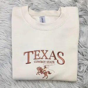 Texas Cowboy State Embroidered Crewneck - Texas Crewneck - Austin Apparel - The Lone Star State - T-shirt - Sweatshirt - Hoodie