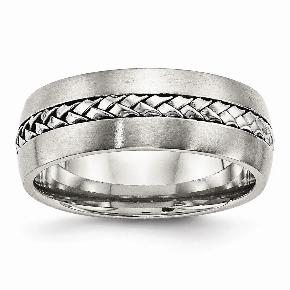 Braided Wedding Band in Stainless Steel, 8mm