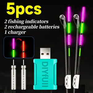 5pcs Fishing Gear Set, fishing equipment, Fishing Tackle, Rechargeable Batteries, LED Fish Finder Lights, USB Charger Included, Universal for Saltwater & Freshwater, Fishing Accessories Kit, Fishing Bundle