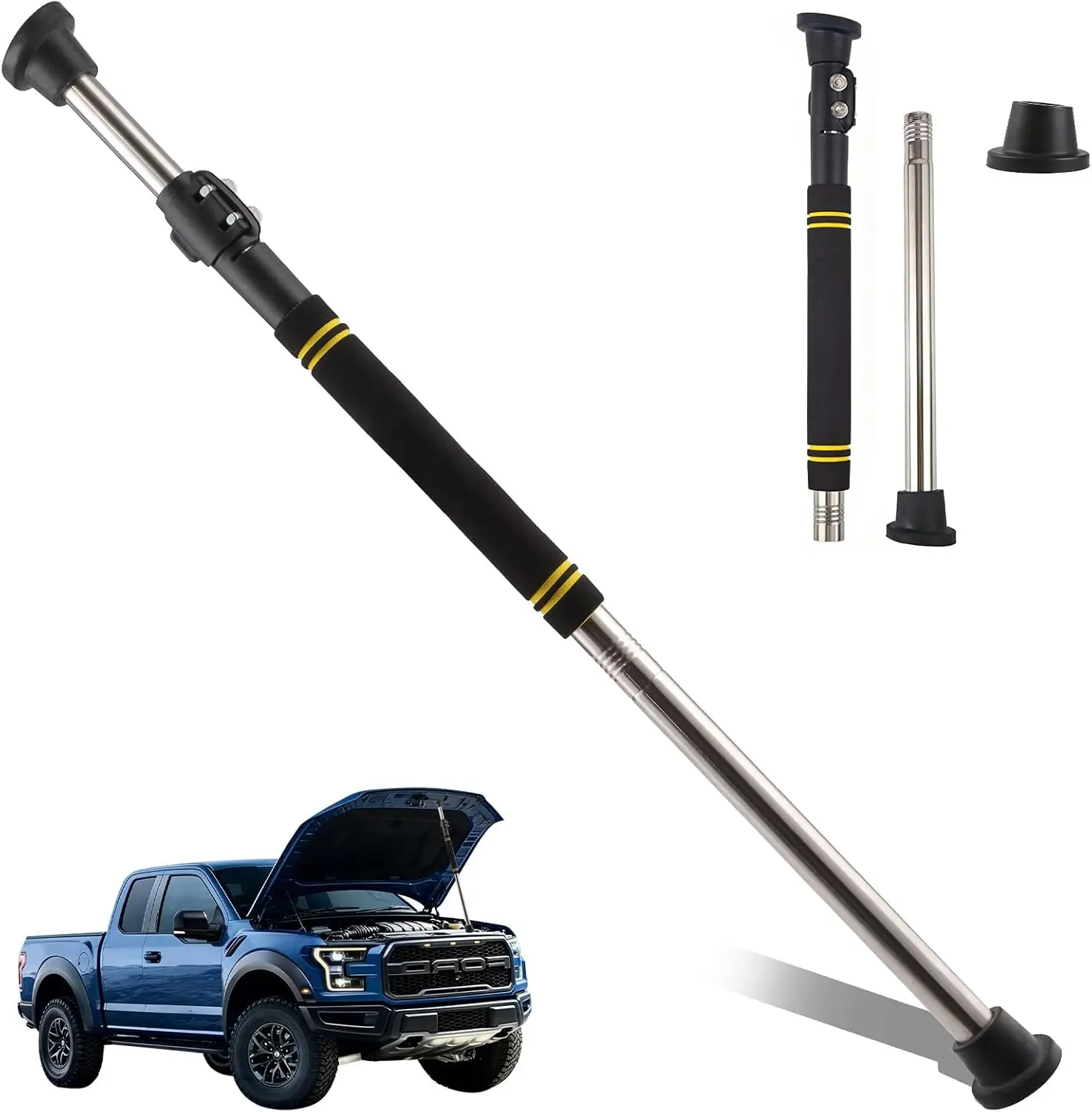 Engine Telescopic Hood Prop Rod, 29-40inch Hood Rod Support Retractable Trunk Stainless Steel Hood Prop Tool with Comfortable Foam Handle Universal Fit for All of Cars &Trucks