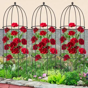 #Summervibes ABORON 3 Pack Bird Cage Plant Support, 47" H Large Metal Plants Support Frame for Tomatoes Peonies Lily Rose and Other Flopping Flowers Garden Decor for Outdoor Plants Flowers Vegetables