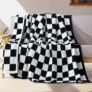 Elegant Comfort 50" x 70"  Ultra Soft Checkered Knitted Throw Blanket