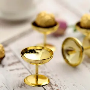 12-Pack Plastic Dessert Cup Candy Dishes 2" Gold - Mini Treat Party Favor Pedestal Stands