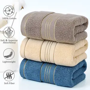 Premium Quality 3pcs 100% Cotton Hand Towels Spa Soft Super Absorbent 13x29 Lightweight Terry Cloth Towels for Bathroom Hotel College Dorm Blue+Beige+Khaki Fluffy