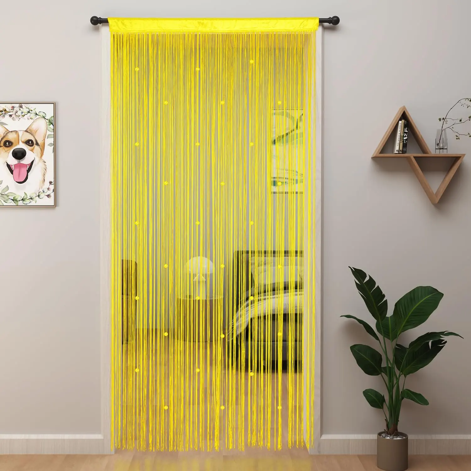 Beaded Curtain Beaded Curtains for Doorways  Suitable for Interior Decoration and Partitions Hippy Closet Curtains (Yellow, 39"x79")