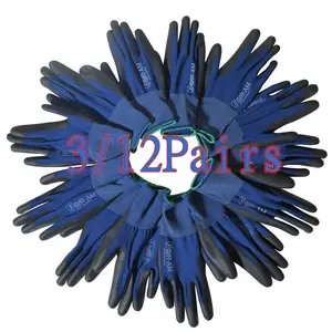 3/12 Pairs Ultra-Thin PU Coated Work Gloves,Excellent Grip,Nylon Shell Black Polyurethane Coated Safety Work Gloves Garden Gloves, Work Gloves Ultimate