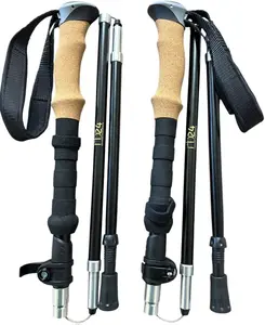 rb24 elevated expeditions Foldable Trekking Poles - 100% Aluminum Hiking Poles with EVA+Cork Grip Adjustable Length & Complete Accessory Kit Ultralight Durable Travel Friendly