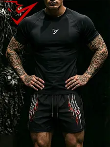 Men's Fitness Top, Casual Running Quick-Dry Breathable Tight Fit Short Sleeve T-Shirt, Gym Training, Night Run, Daily Wear, Comfortable