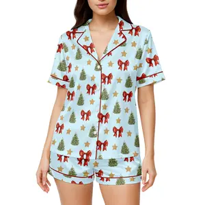 Coquette Christmas Tree Pajamas for Women, Festive Holiday Sleepwear Holiday Matching Sleepwear for Women Comfortable & Stylish Nightwear
