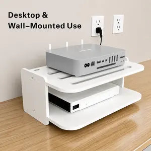 Wall Mounted Router & WiFi Organizer Shelf | PVC No-Drill Cable Management Rack | Desktop & Wall Dual-Use Storage for Modem, Set Top Box & TV Accessories | Ventilated Space-Saving Home & Office Organizer