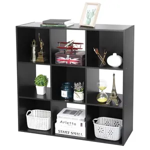 Segawe 9-Cube Storage Shelf Organizer Display with 5 Removable Back Panels, Black
