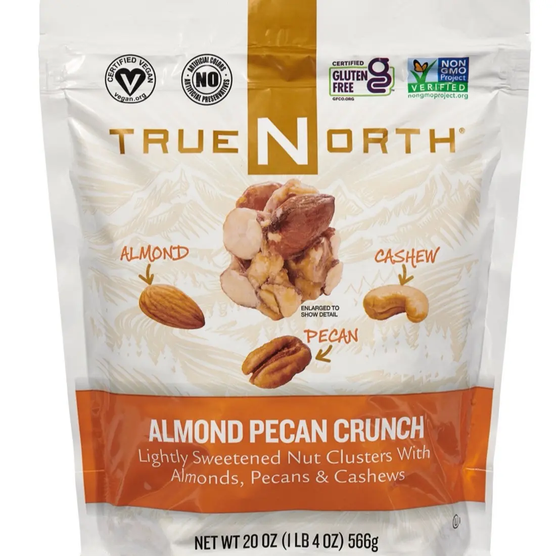 True North Almond Pecan Cashew Nuts  Mix Crunch, Gluten Free Non GMO , Vegan , No Preservative , Snack Nut 20 oz Protein