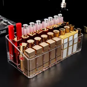Transparent Makeup Organizer Box, 36-Grid Lipstick Display Stand, Desktop Cosmetic Storage Case, multifunctional organizer, Multi-Purpose Holder for Cosmetics & Perfumes, Clear Storage Box, Beauty Organizer, Durable Storage Organizer