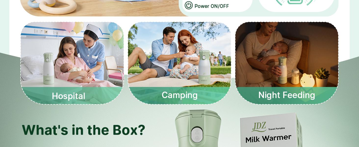 16000mAh Rechargeable Baby Bottle Warmer | 3-5 Mins Fast Heating Baby-Safe | 17oz with Timer & Temp Control for Travel, Breast Milk, Formula