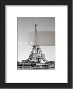 8x10 Picture Frame, Display Pictures 5x7 with Mat or 8x10 Without Mat, Wall Hanging Photo Frame, Black, 1 Pack