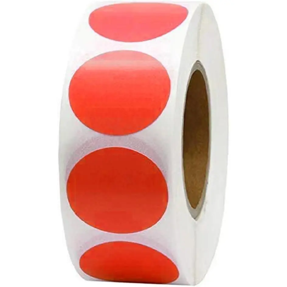 1000Pcs 1 Inch White Circle Dot Sticker Round Coding Labels Yard Sale Stickers Garage Sale Price Sticker Self-Adhesive Stickers for Classroom Office Marking Inventory Organizing Moving (Red)