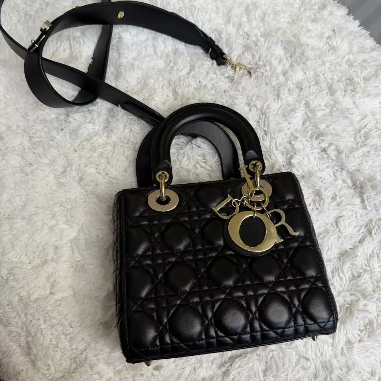 Pre-owned Dior Lamb Skin Tote Bags Small Lady My ABCDior Bag