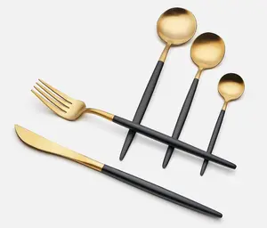 Luxe Noir Two-Toned Brushed Gold/Black 10PC Flatware Set