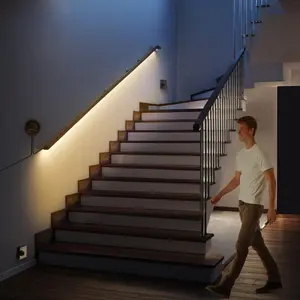 COB LED Strip Light with PIR Motion Sensor Switch, 24V Rechargeable LED Strip Light, Stair Lighting for Kitchen and Stair