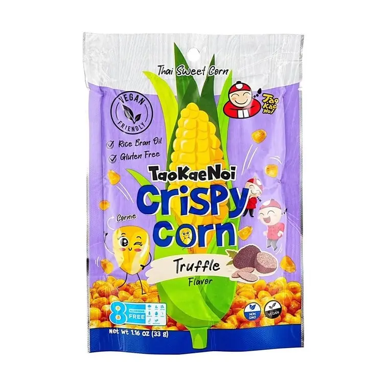Taokaenoi Crunchy Truffle & Onion Flavored Corn Chip Snack - Corn-Based, Room Temp, Bitesized Crisps & Puffed Snacks for All Ages, 32g