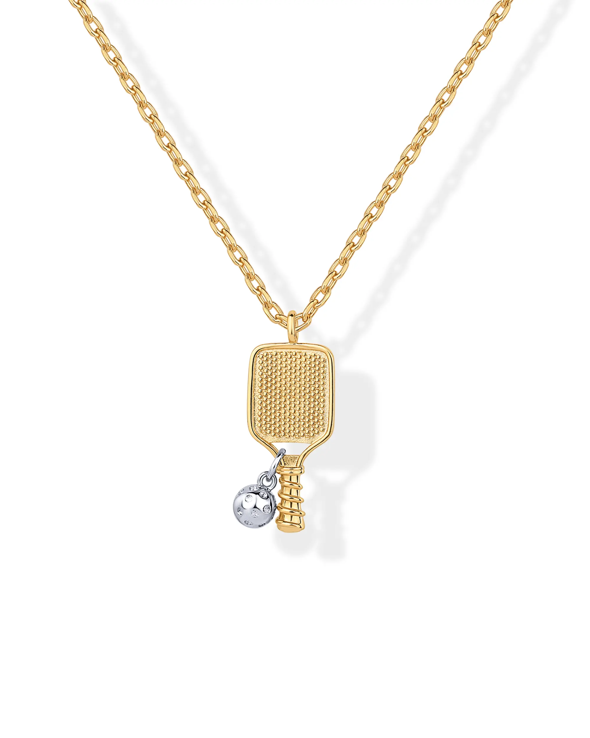 PAVOI 14K Gold Plated Pickleball Pendant Necklace for Women - Gold Sport Chain Necklaces PAVOI 14K Gold Plated Pickleball Pendant Necklace for Women - Gold Sport Chain Necklaces