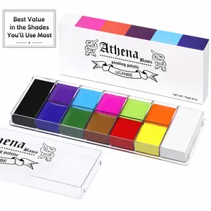 UCANBE Athena Basic 12 Colors Face & Body Paint Oil Palette, Large Black & White Professional Face Paint Makeup Kit for Halloween, SFX, Cosplay, Clown, Goth, Stage Performance & Costume Party Art Makeup