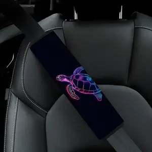 1pc 9.8x11.3 Inch Neon Sea Turtle Pattern Car Seat Belt Shoulder guard cover, Car Decoration, Car Interior Accessories, Car accessory, Universal Size, Comfortable and Stylish, Quick Installation and Removal, Ideal Gift for Car Enthusiasts, 3.25CYJ-9