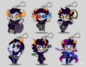 Homestuck Keychain, HS Rainbow Boys Club Charms, Cute Keyring Acrylic, Perfect Gift for Fans, Collectible Character Charms, Backpack & Bag Accessories