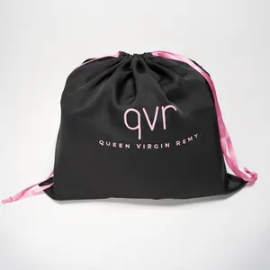 QVR Queen Virgin Remy Silk Packaging Bag with Drawstring and Toggle for Delicate Items Wigs