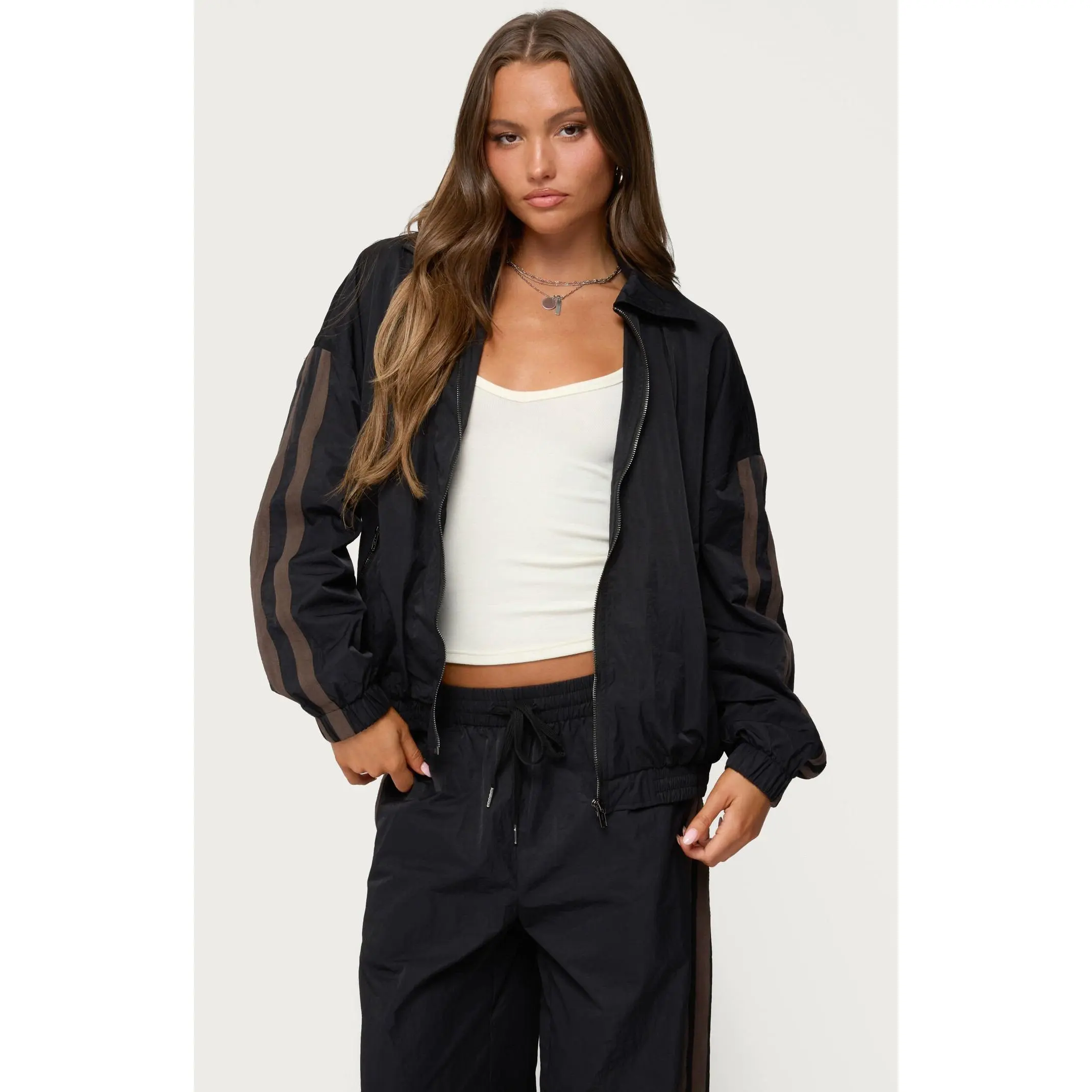 Edikted Women's Kieran Stripey Nylon Track Jacket