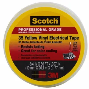 3m 10844-DL-5 .75 in. Yellow Scotch Vinyl Electrical Tape No. 35