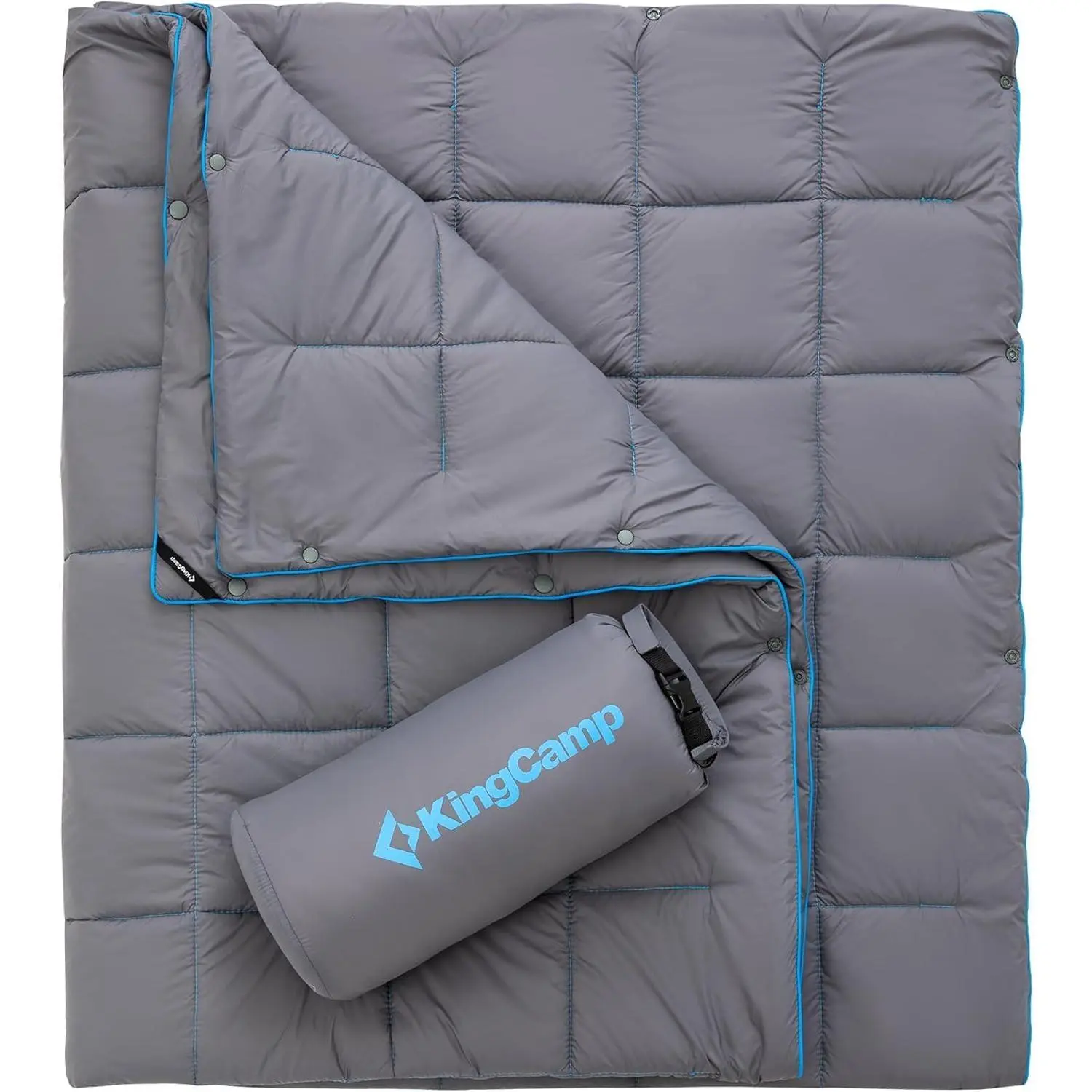 KingCamp Ultralight Packable Down Alternative Puffy Wearable Camping Blanket - Weatherproof Warm Quilt with Snap Buttons, Compression Sack, Non-Inflatable Portable Travel & Airplane Travel Accessory (69"x53", Charcoal), Travel Accessories, Airplane Travel