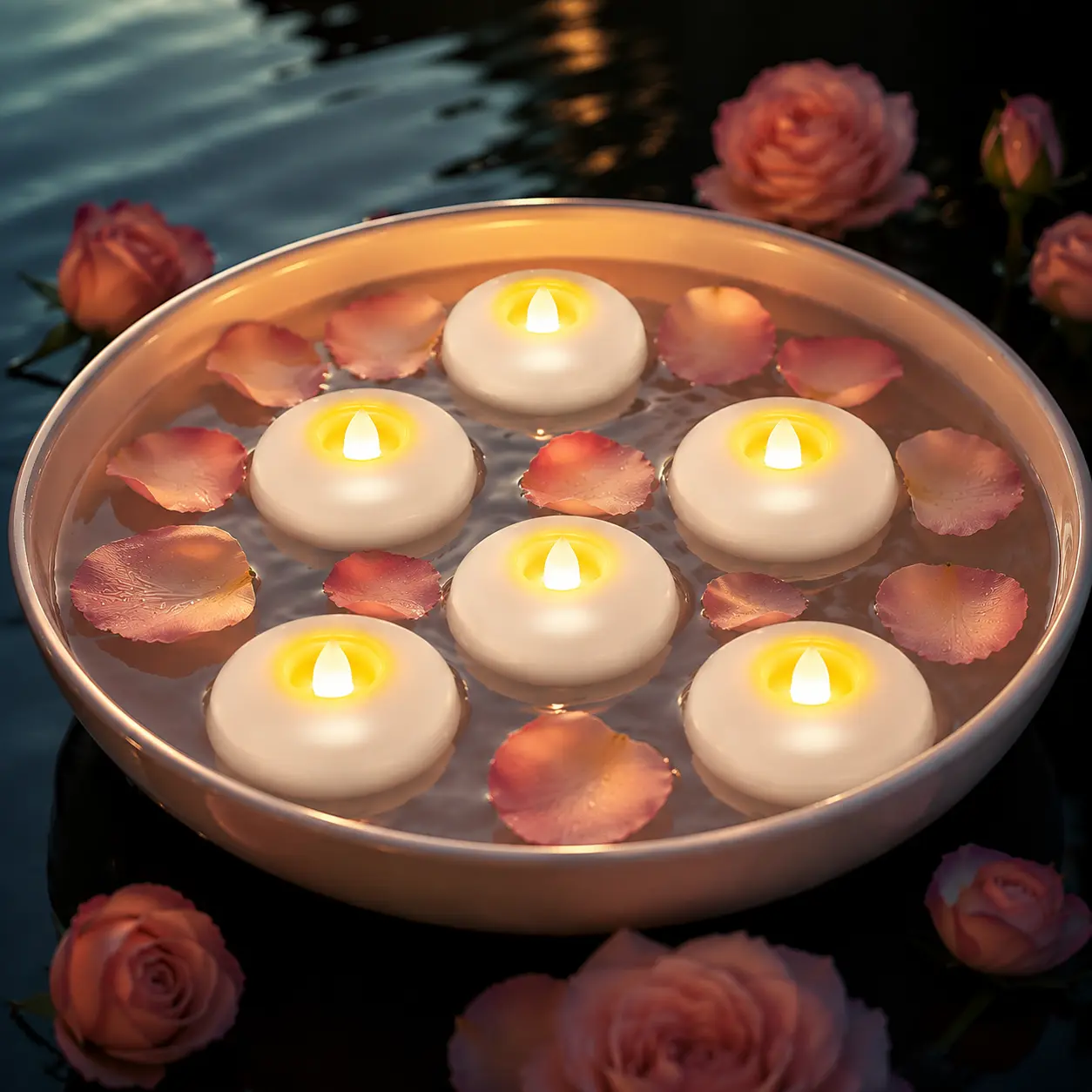 24-Pack 3" Flameless LED Floating Candle Lights - 200-Hour White Battery-Operated Water-Resistant Tealights, Decorative Lights for Cylinder Vase Wedding Centerpieces, Pool Ambiance Home Indoor Decor (Batteries Required)