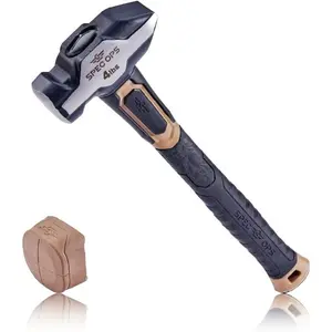 Blacksmith 4 lb Sledge Hammer with Removable Soft Mallet Cap, Bi-Material Shock Absorbing Vibration Dampening Handle, 3% Donated to Veterans, Black/Tan