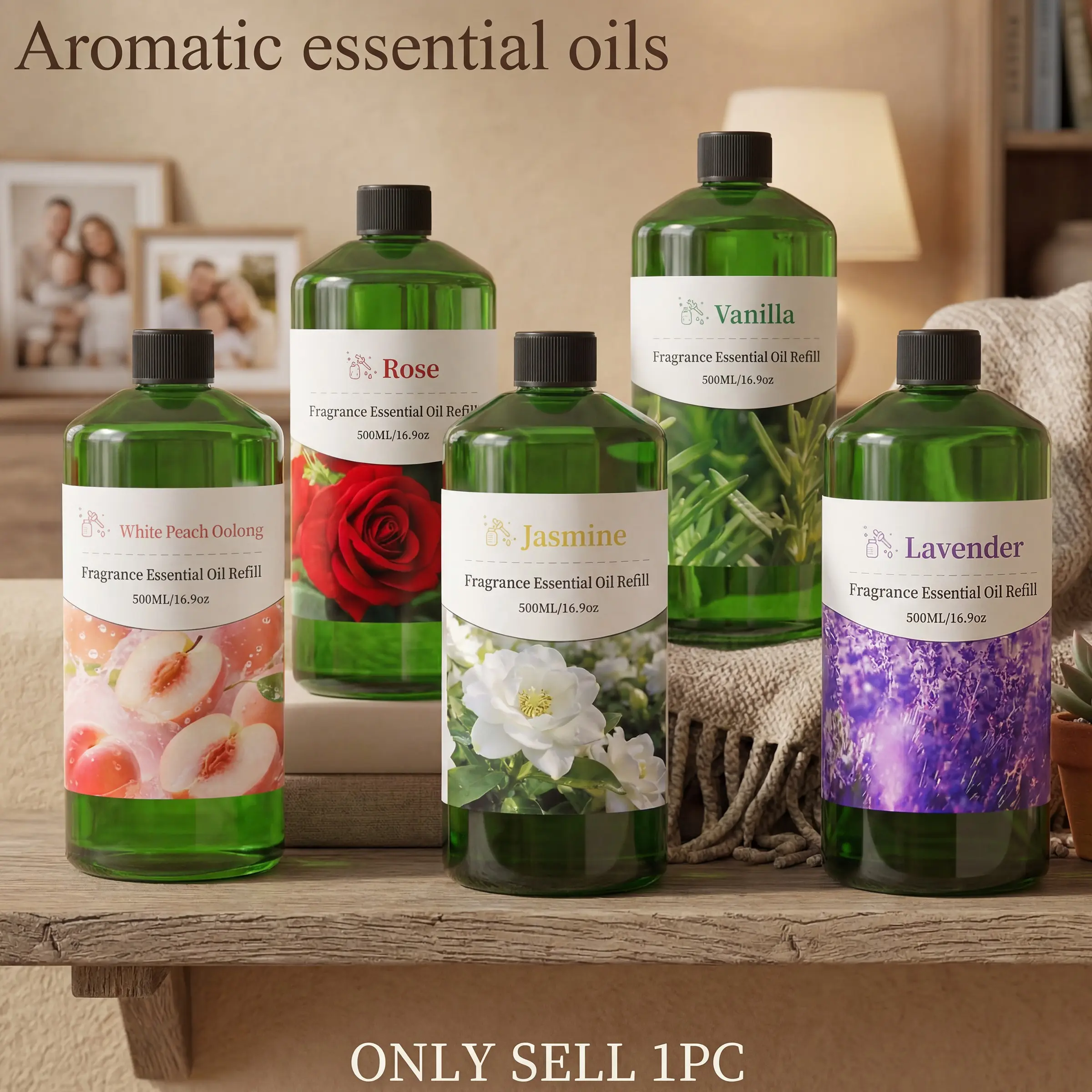 500ml Large-Capacity Aromatherapy Essential Oil Refill, Scented Oils, Oil-based essential oil with a fragrance, Ideal for cars, homes, hotels, offices, aromatherapy diffusers, and humidifiers, Available in a variety of scents