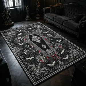 Gothic Coffin Pattern Rug, Large Area Living Room Bedroom Carpet, Foldable, Non-Slip, Luxury Home Decor